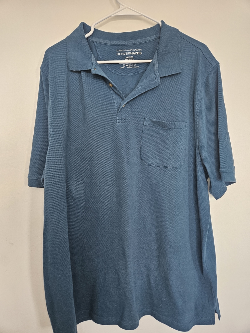 Denver Hayes Blue Piqué Polo Shirt with Pocket 2XL Classic Fit🔥